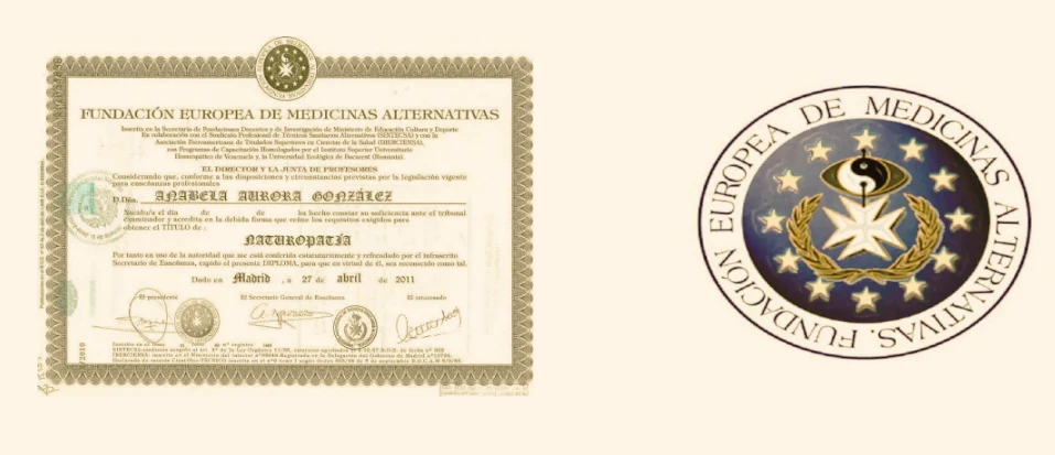 Certificados y sello de acreditación profesional de AnaHealings