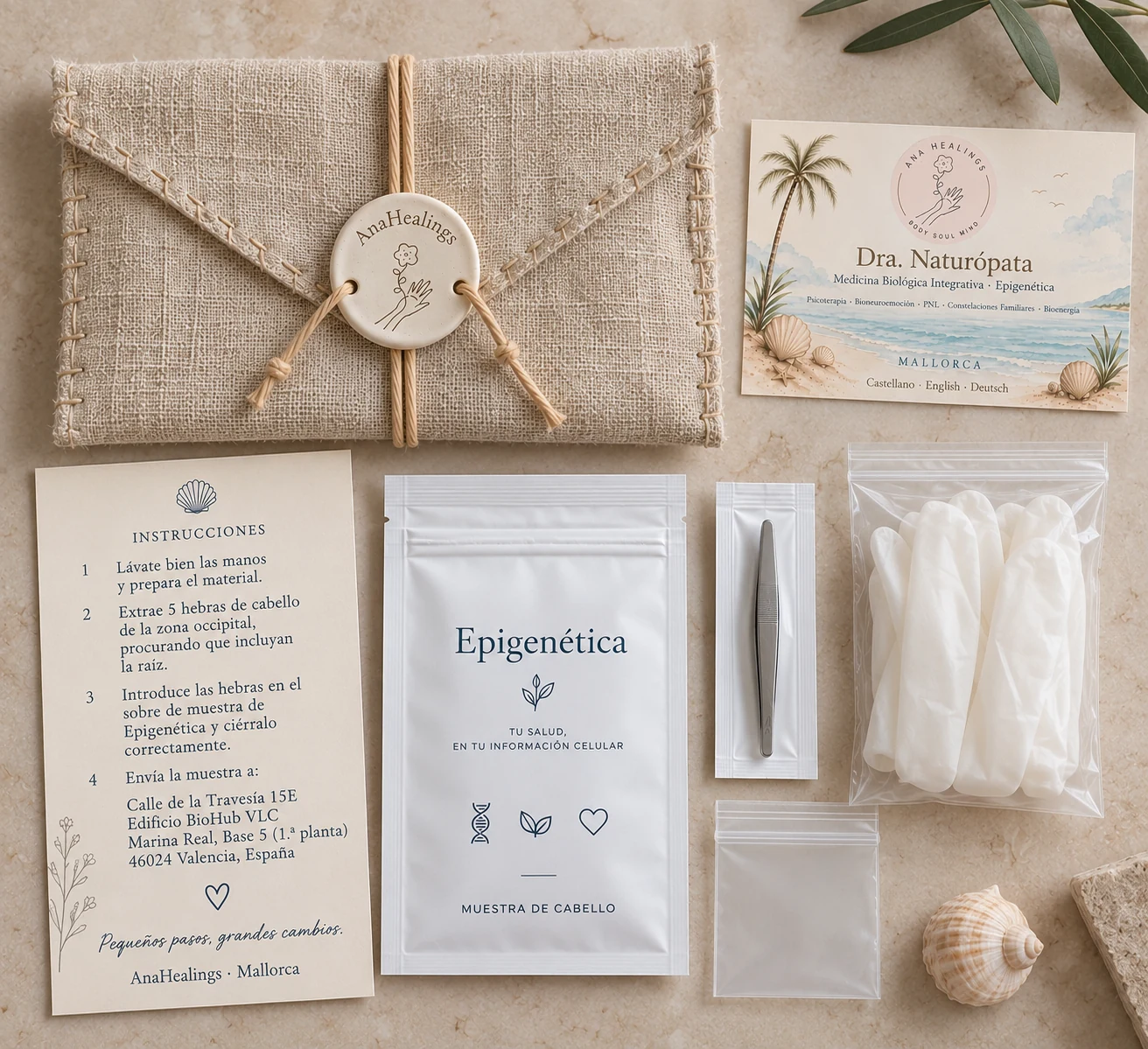 AnaHealings kit for collecting a hair sample for the epigenetic study